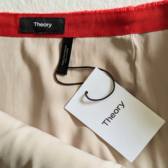 Theory Skirt Mini High Waisted Cotton Tweed Side Zip Lined Grenadine Red 8 NWT - Picture 15 of 16